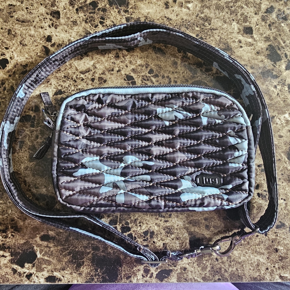 Lug Quilted Crossbody Bag in Brown and Blue